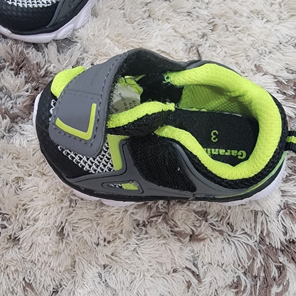 Garanimals Black and Neon Yellow Baby Sneakers
